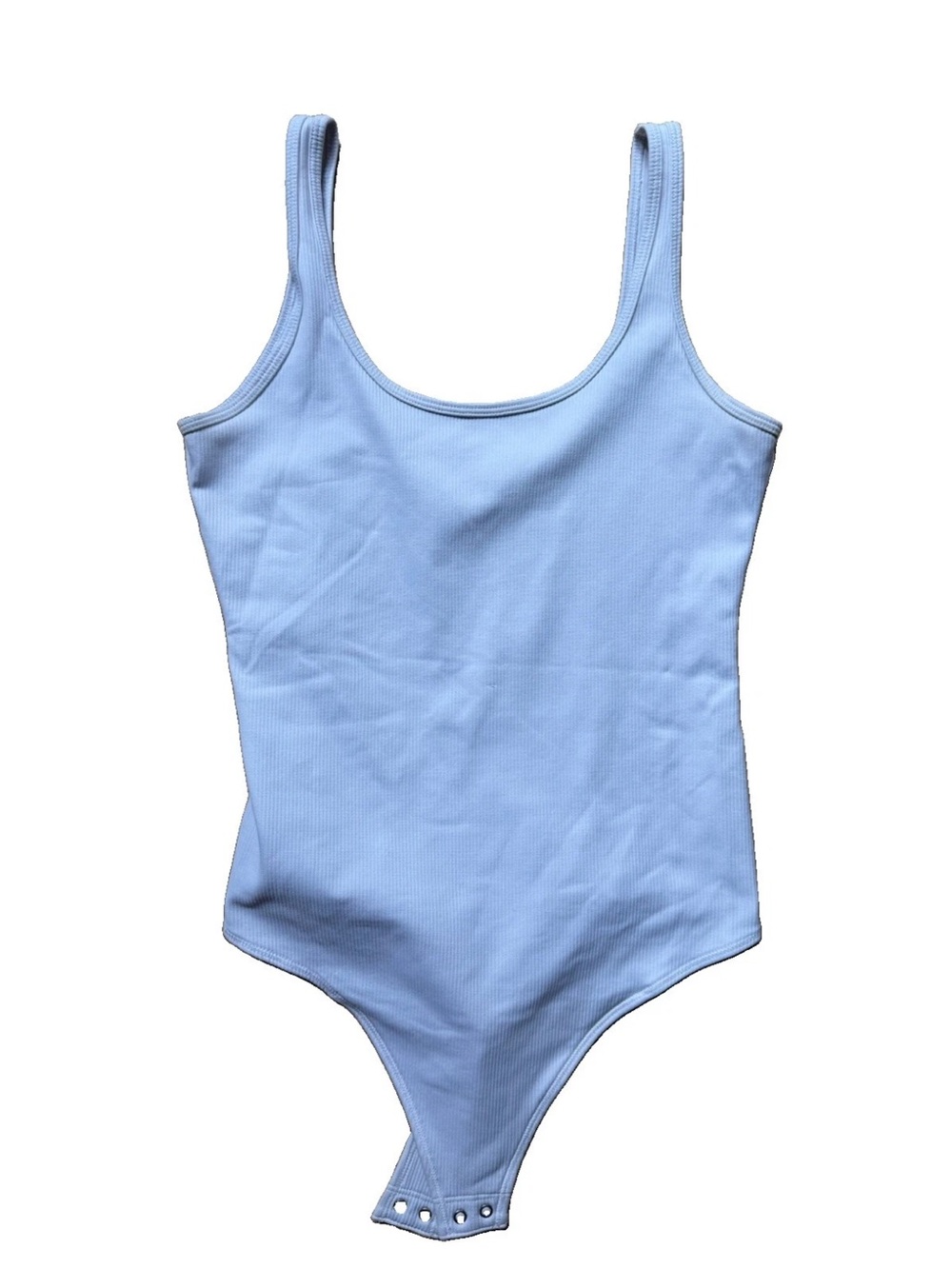 Abercrombie & Fitch Soft A&F Collection White Ribbed Snap-Crotch Bodysuit S